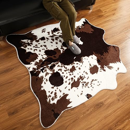 Miniatura 5 de Alfombra con estampado de vaca, bonita alfombra para sala de estar, dormitorio, cuarto de bebé, súper suave, antideslizante, alfombra de imitación