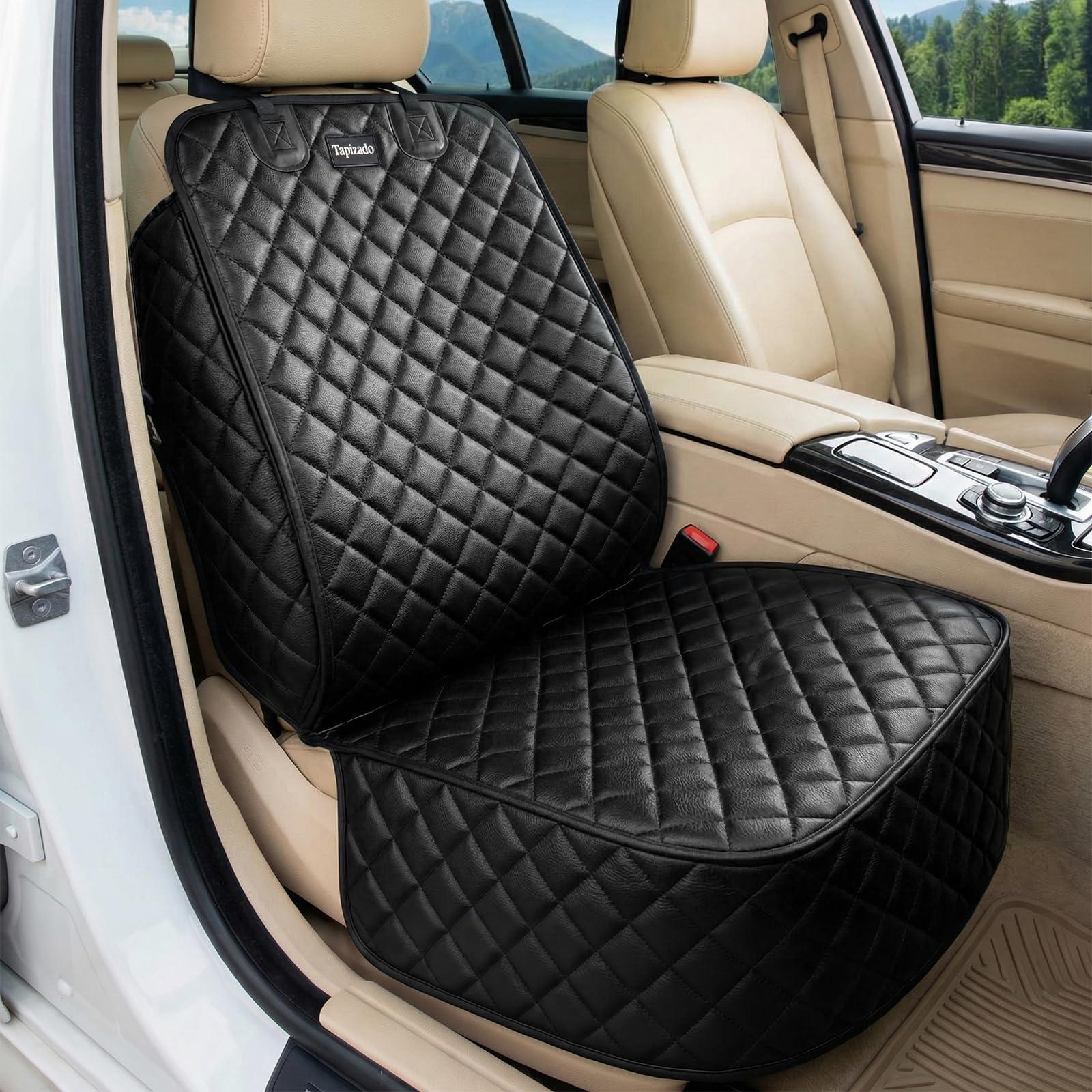 Housse de siège avant en cuir PU pour voiture, protection complète pour siège de voiture pour chien avec rabats latéraux, imperméable, antidérapante, résistante aux rayures, pour siège unique