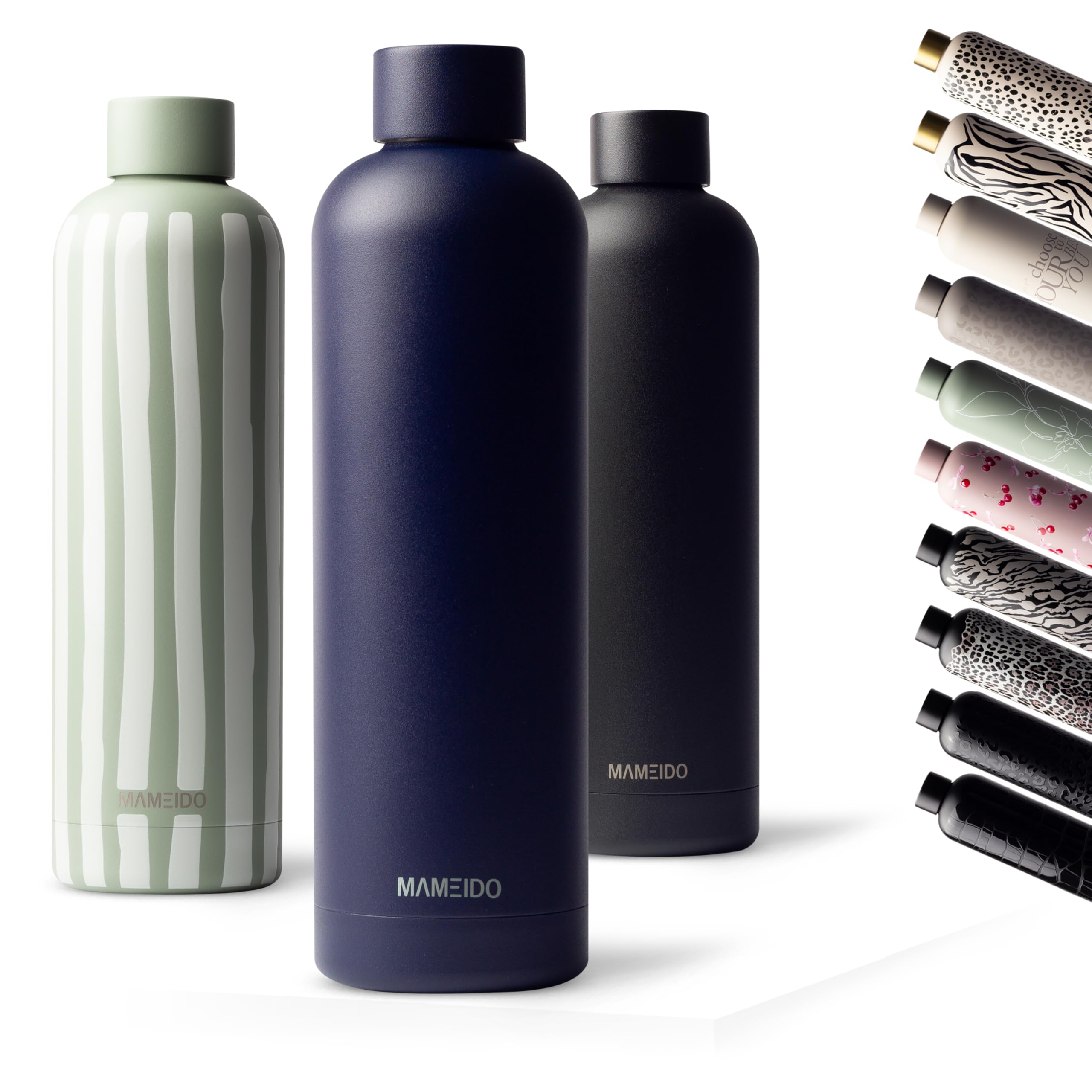 MAMEIDO Thermosflasche 750 ml, auslaufsichere Trinkflasche Edelstahl, Kohlensäure geeignet, BPA frei, Isolierflasche 12h heiß & 24h kalt (Dark Night)