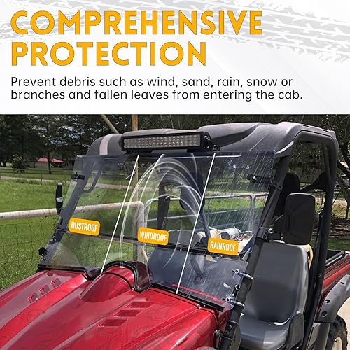 Miniatura 5 de KUAFU Parabrisas abatible de 0.177 pulgadas de grosor compatible con Yamaha Rhino 450 2006-2009, Yamaha Rhino 660 2004-2007, parabrisas plegable