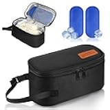 Breast Milk Cooler Travel Bag,Portable Insulated Bag with 2 Ice Packs,Holds 5-7 Frozen Milk,Fits Narrow Breast Milk Storage Bags, Essential for Nursing Moms Travel/Daycare,Thickened Version