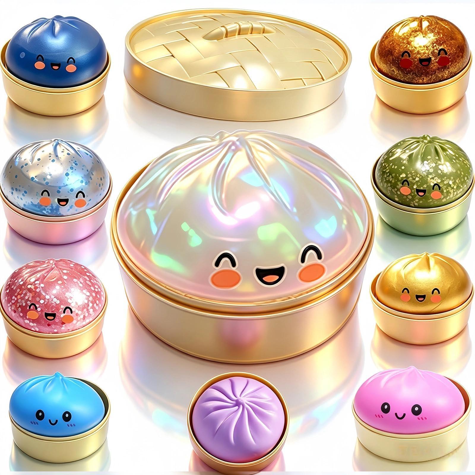 Glitter Dumpling Squishy: Soft Squeeze Decompression Dough for Stress Relief, Sensory Fidget , Stress Ball for Adults