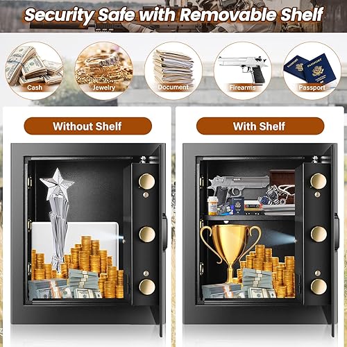 Miniatura 9 de Caja de seguridad impermeable de 05 cúbicos ignífugos con cerradura de combinación caja fuerte personal para el hogar con teclado LCD caja fuerte