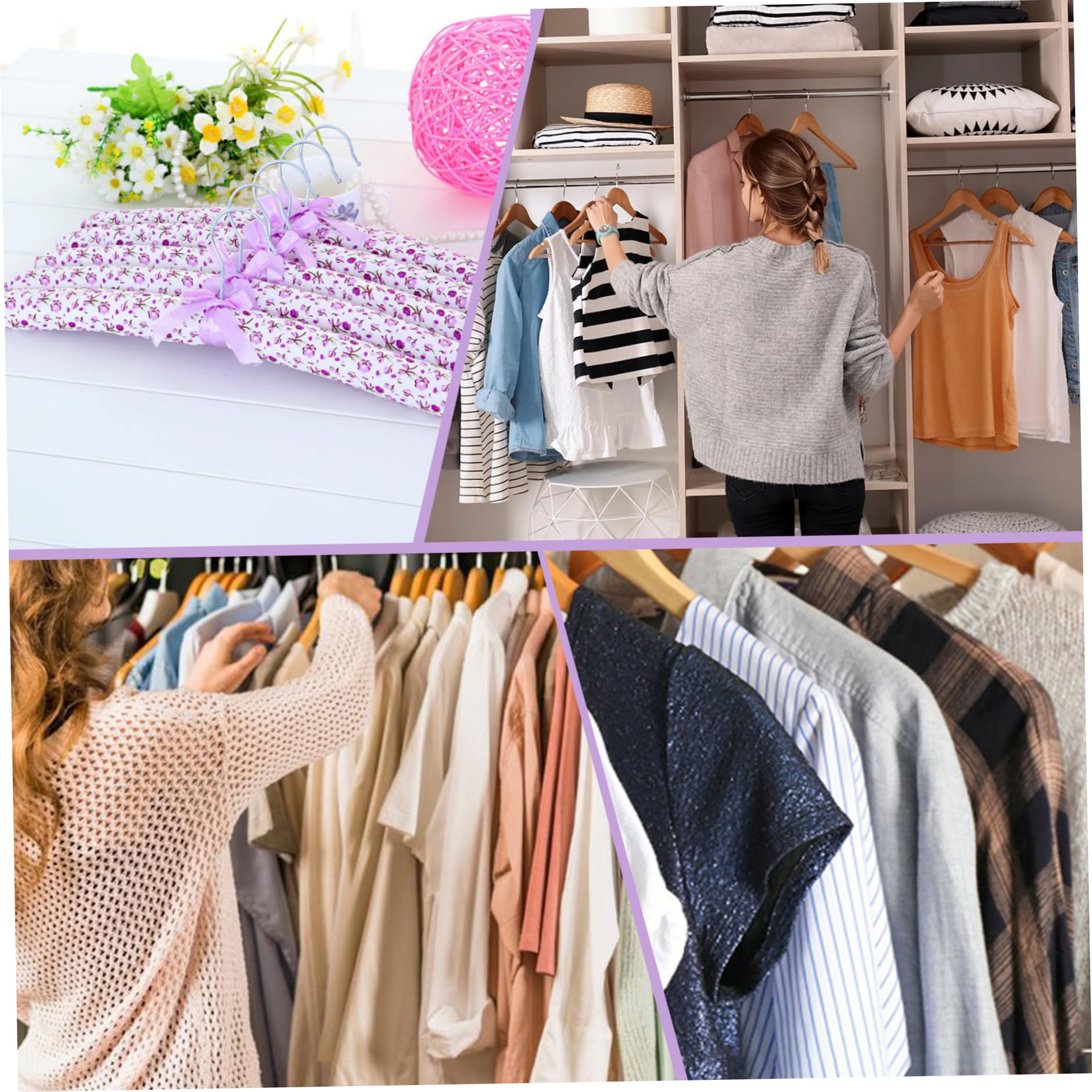 Appendiabiti maglione, ganci per cappotto imbottito, 10 pezzi imbottiti non slittati, ganci per vestiti imbottiti in raso fiore, ganci morbidi per maglione per camicetta 2, ganci per vestiti imbottit