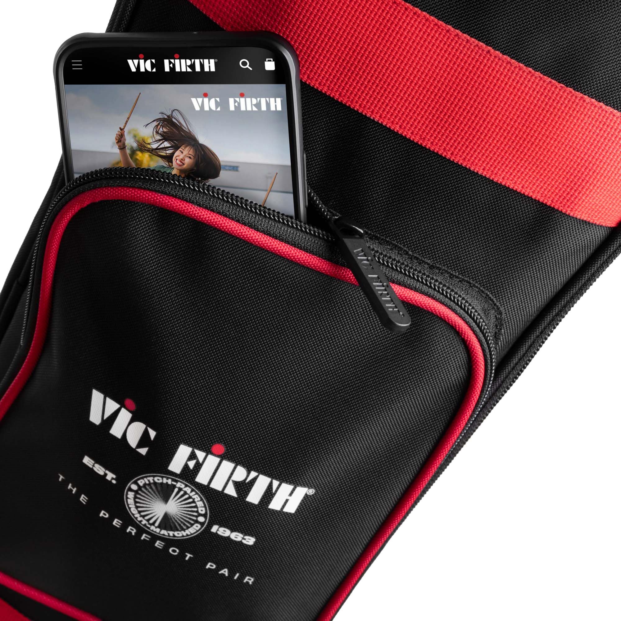 VIC FIRTH - VXSB0042 - Estuche para Baquetas Colección Protegida - Rojo, Negro