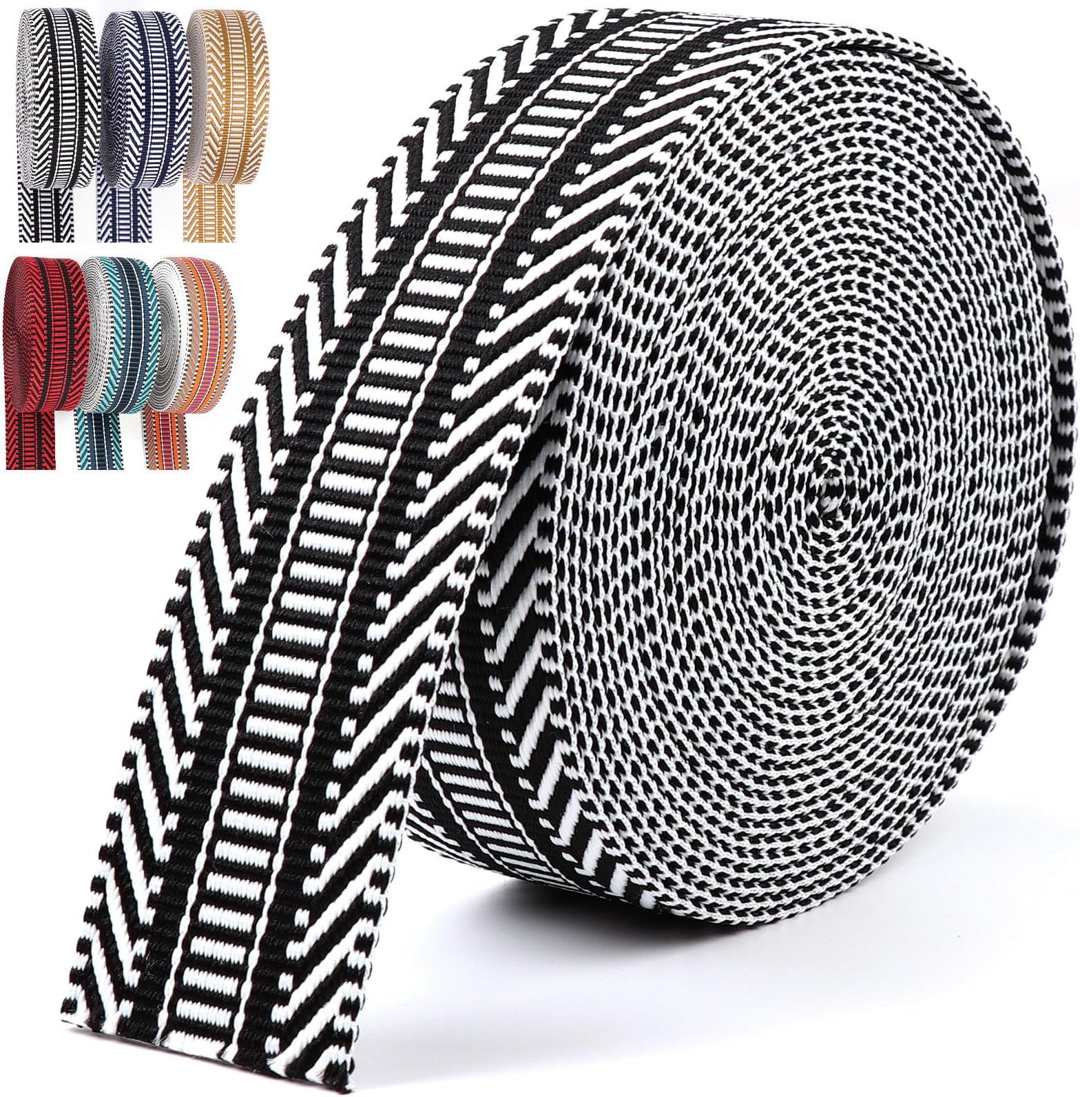 Nylon Webbing 1.5 inch -6 Yards Black Jacquard Cotton Webbing -Straps Seat Belt Ribbon Polyester Webbing for Crafts Pet Collars Leash Backpack Strap Belt -38mm 1 1/2 inch