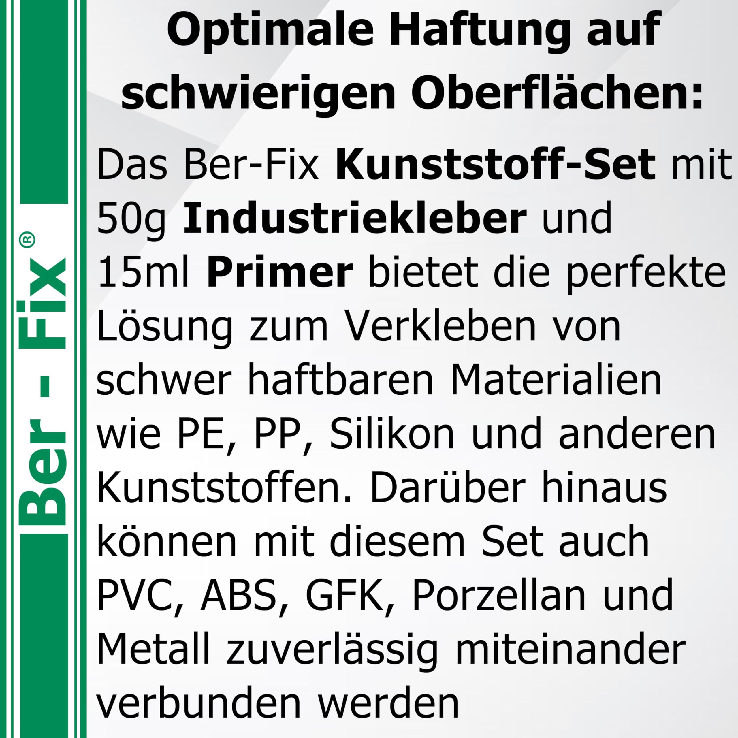 Ber-Fix PE PP PTFE Kunststoffkleber Set Industriebedarf(50g + 15ml) mit