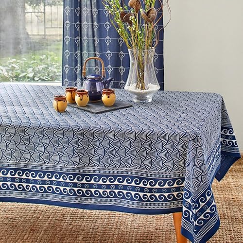 Miniatura 8 de Mantel rectangular estampado a mano  Versalles blanco  Principal lujoso 100% algodón, lavable, para decoración del hogar, cocina, café o mesa de