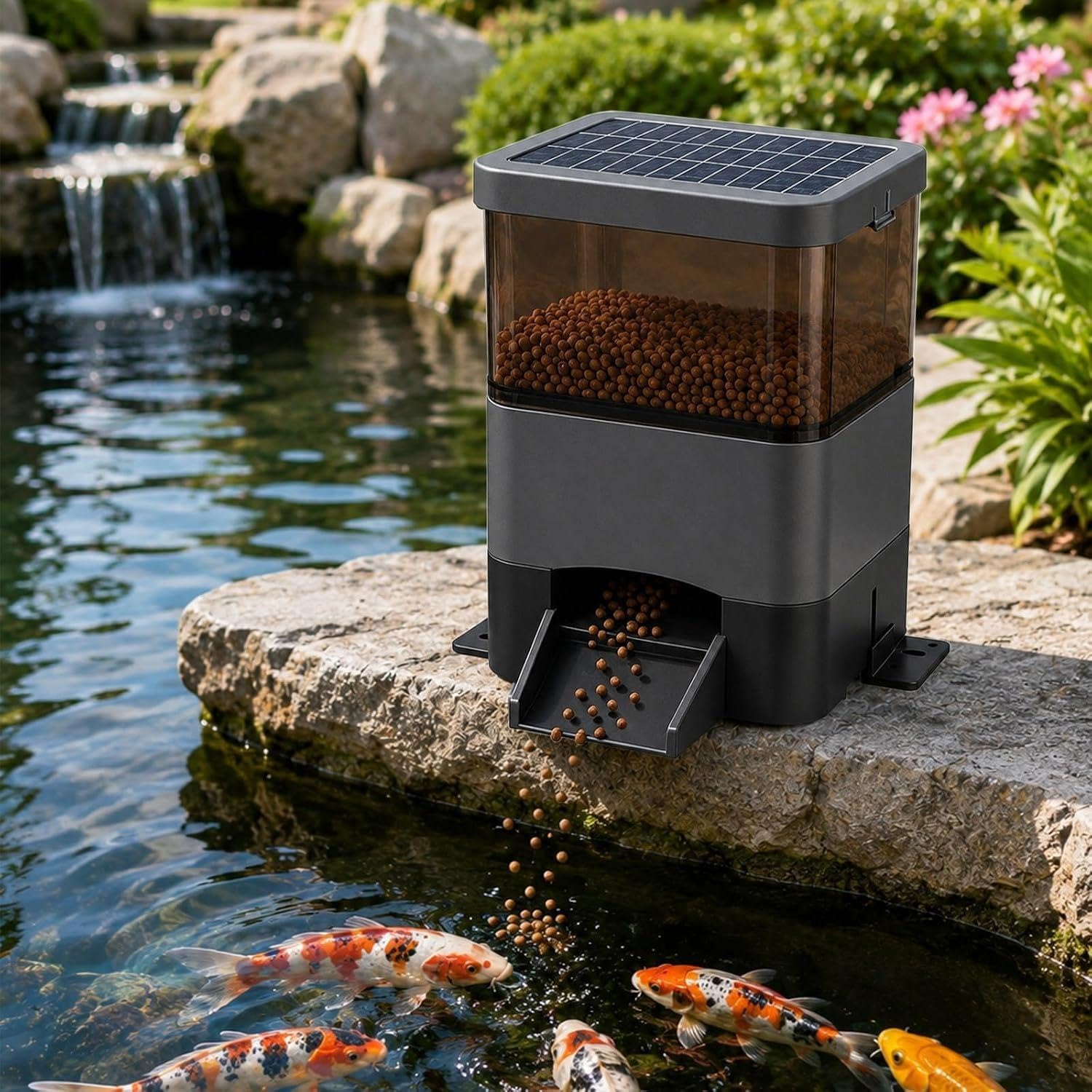 Alimentador automático de Peces for Estanque, con energía Solar