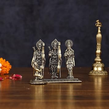 Premium Brass Ram Darbar Statue 8 CM Lord Rama, Sita MATA, Lakshman, and Hanuman Idol Rama Family Murti for Home Decor and Worship | Diwali puja Gift | Home Decor