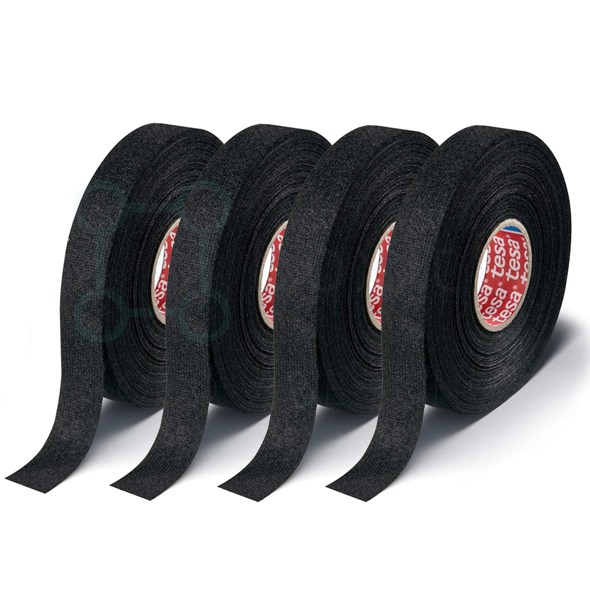 Fuzzy Fleece Interior Wire Loom Harness Tape 4 pcs - PET Fleece Tape For Flexibility And Noise Damping In Black - Tesa 51608 19 Mm X 15 Meters
