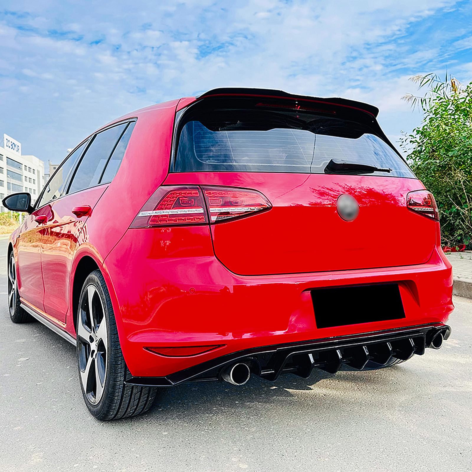 Diffusore per paraurti posteriore auto con copertura a labbro per Volkswagen Golf 7 MK7, kit carrozzeria nero lucido