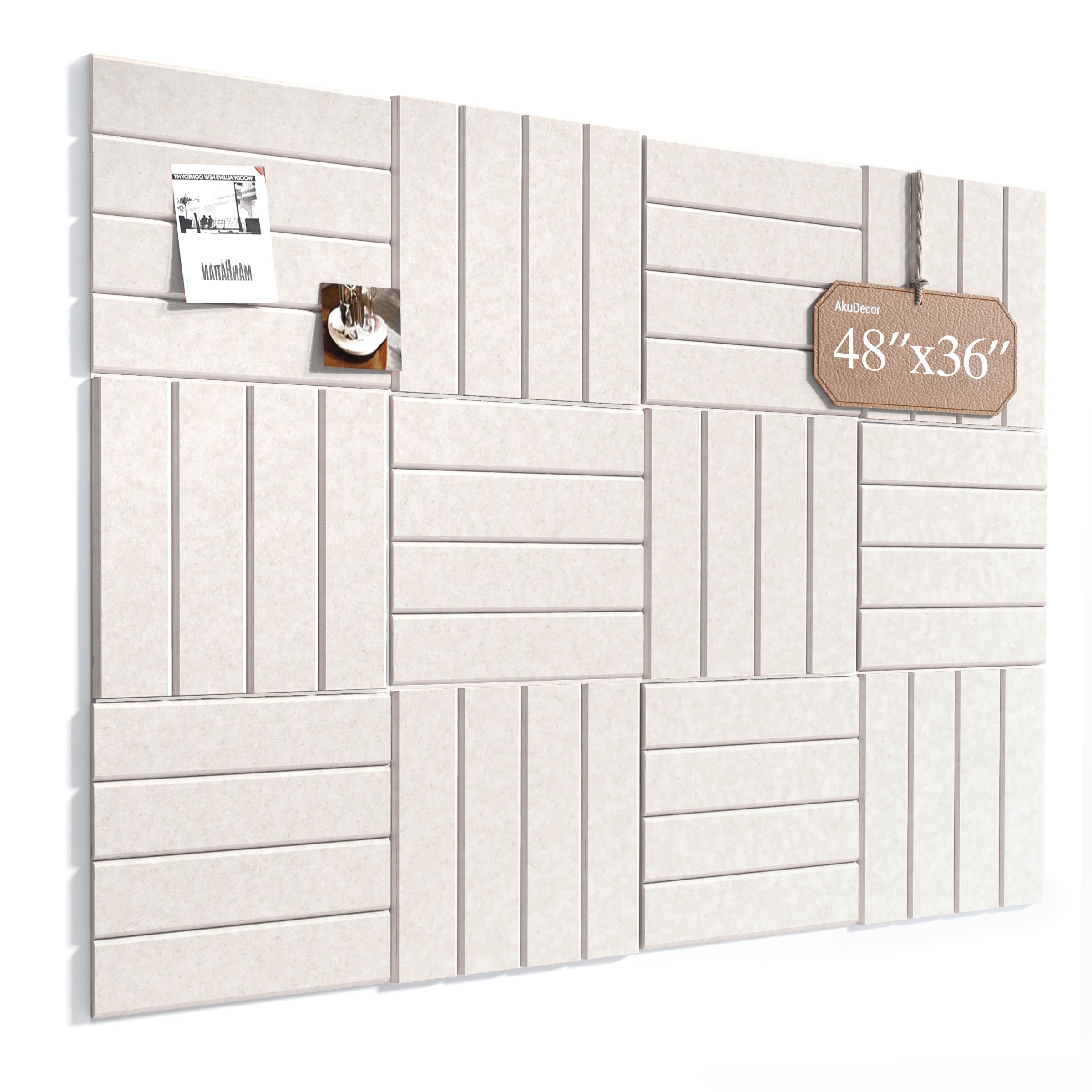 AkuDecor Large Cork Board for Walls 120 x 90cm, Oatmeal — image 1