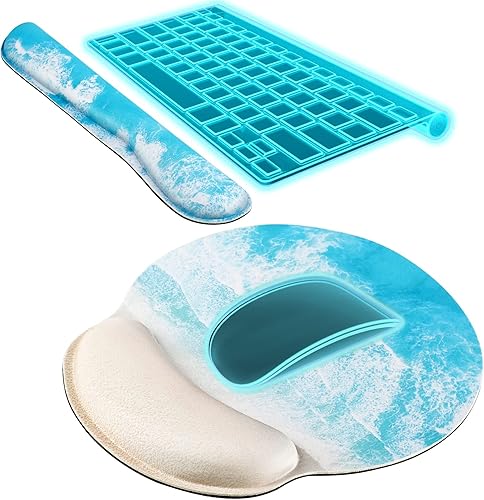 KTRIO Alfombrilla de mouse ergonómica con soporte de muñeca, cómodo reposamuñecas para teclado, almohadilla de espuma viscoelástica para teclado,