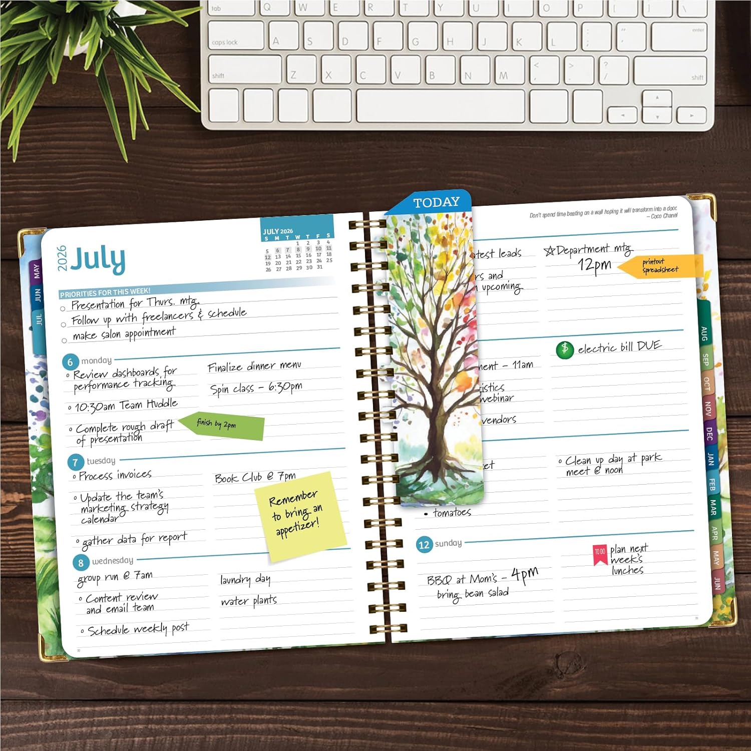 HARDCOVER Academic Year 2026-2027 Planner: 14 Months (May 2026 Through June 2027) 8.5"x 11" Daily Weekly Monthly Planner Yearly Agenda. Bookmark, Pocket Folder and Sticky Note Set (Tree Seasons)