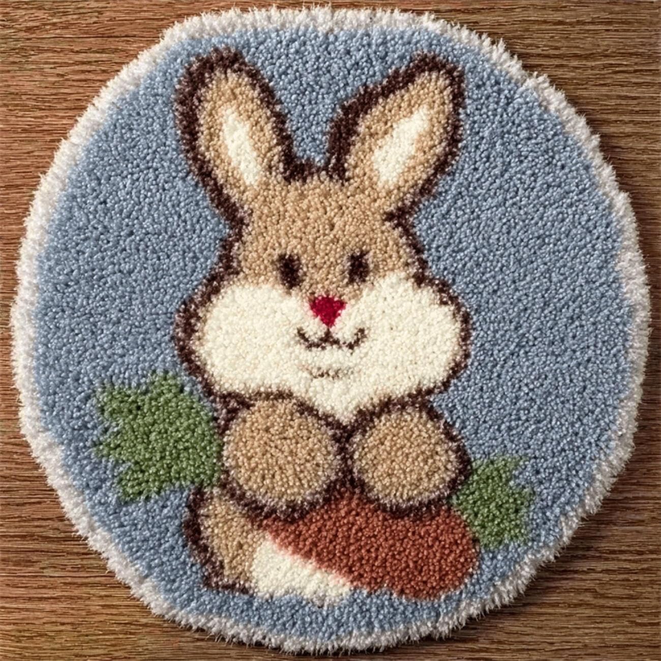 Kitquiver Latch Hook Rug Kits Cartoon Rabbit 100x100cm