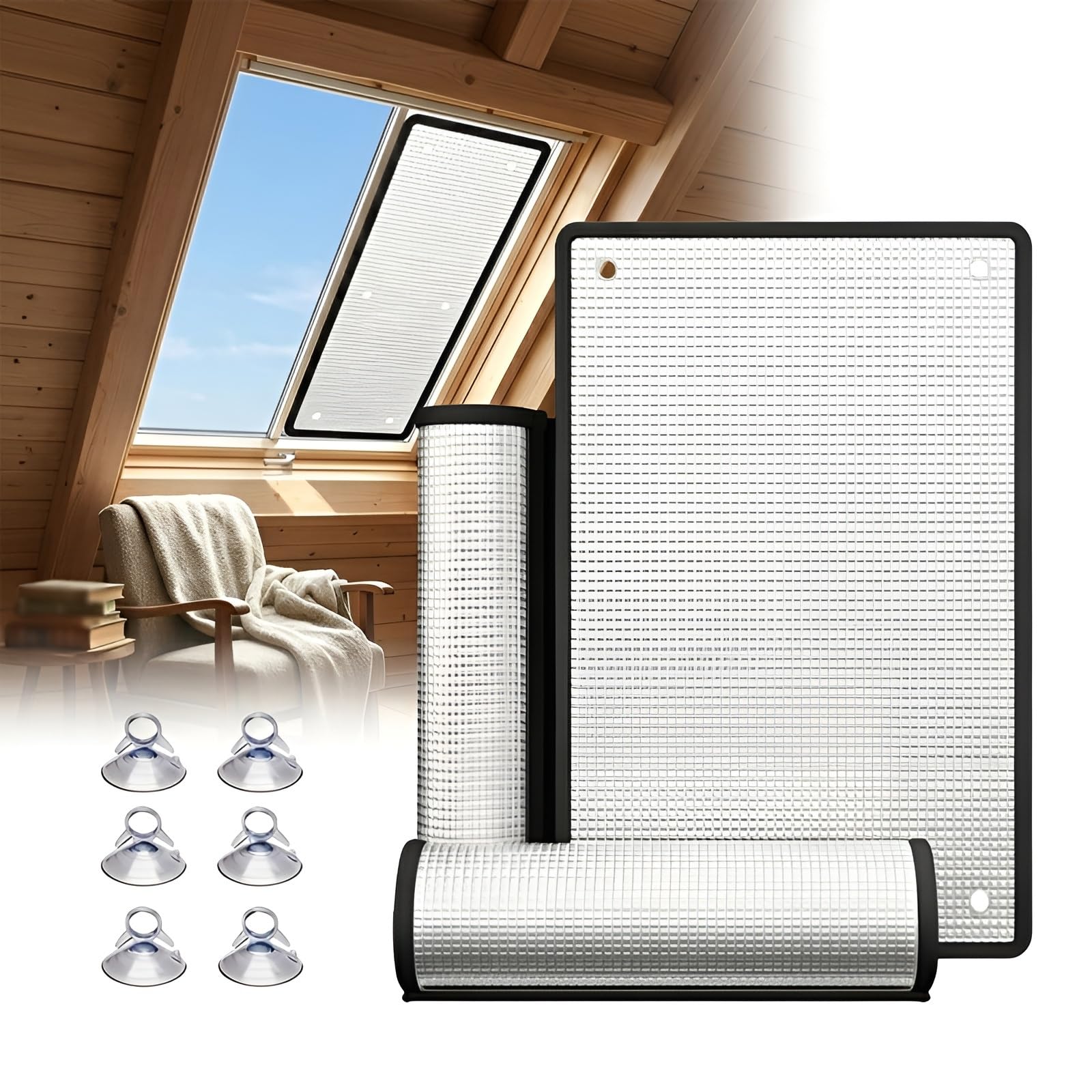 9.0mm Panneau Aluminisé Isolation Thermique Réutilisable,Camping-Car Film Fenetre Anti Chaleur avec Ventouse Toit Ouvrant(90x210cm)