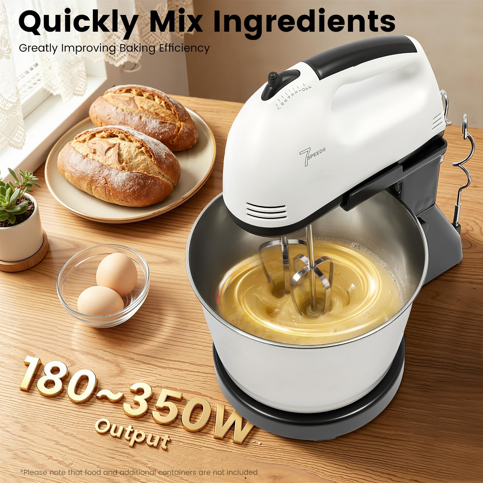 Robot de cocina, batidora de 6 velocidades, con tazón de 1,7 l, para mantequilla, pasteles, crema, leche