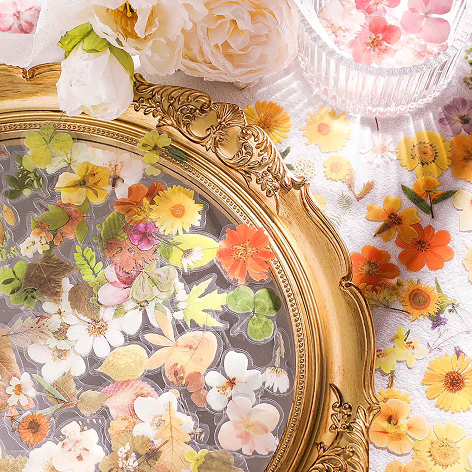 Maxleaf Pressed Flower Stickers Set, 270PCS Dried Flowers Waterproof Stickers Decals Floral Botanical Journaling Stickers for Scrapbook Supplies Junk Journal Bullet Journal Planner Laptops Art Crafts - Image 3