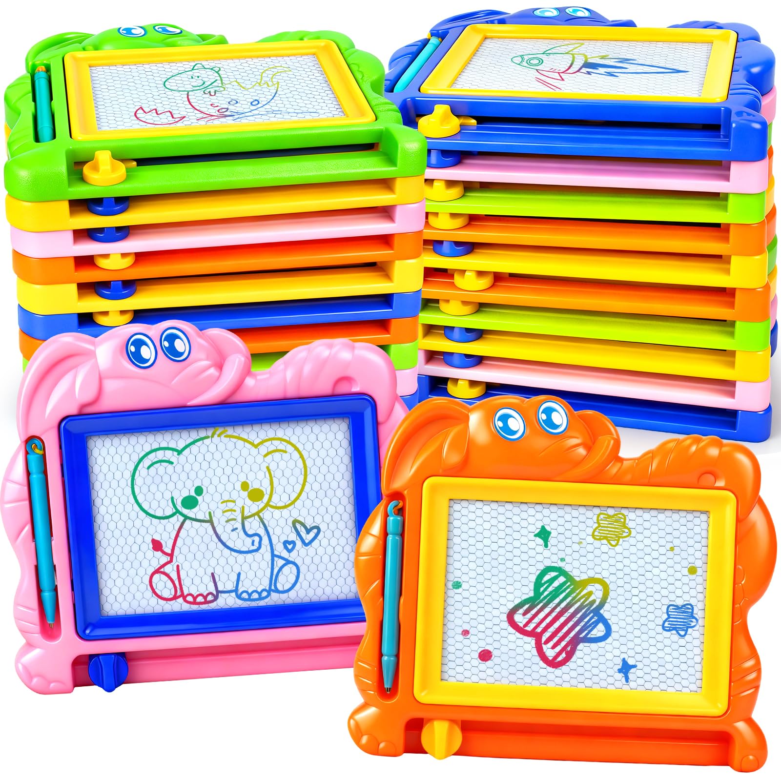 Hymaz 15 Pack Magnetic Drawing Board for Kids, Colorful Erasable Doodle Sketch Tablet for Toddlers 1-3, Travel Writing Drawing Pad for Boys Girls Birthday Party Favors Easter Basket Stuffers Gifts