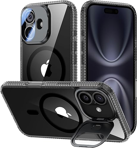 Miniatura 55 de Funda para iPhone 14 Pro de 6.1”, cubierta para cámara con soporte, protector de lente de cámara 9H, compatible con MagSafe, a prueba de golpes de