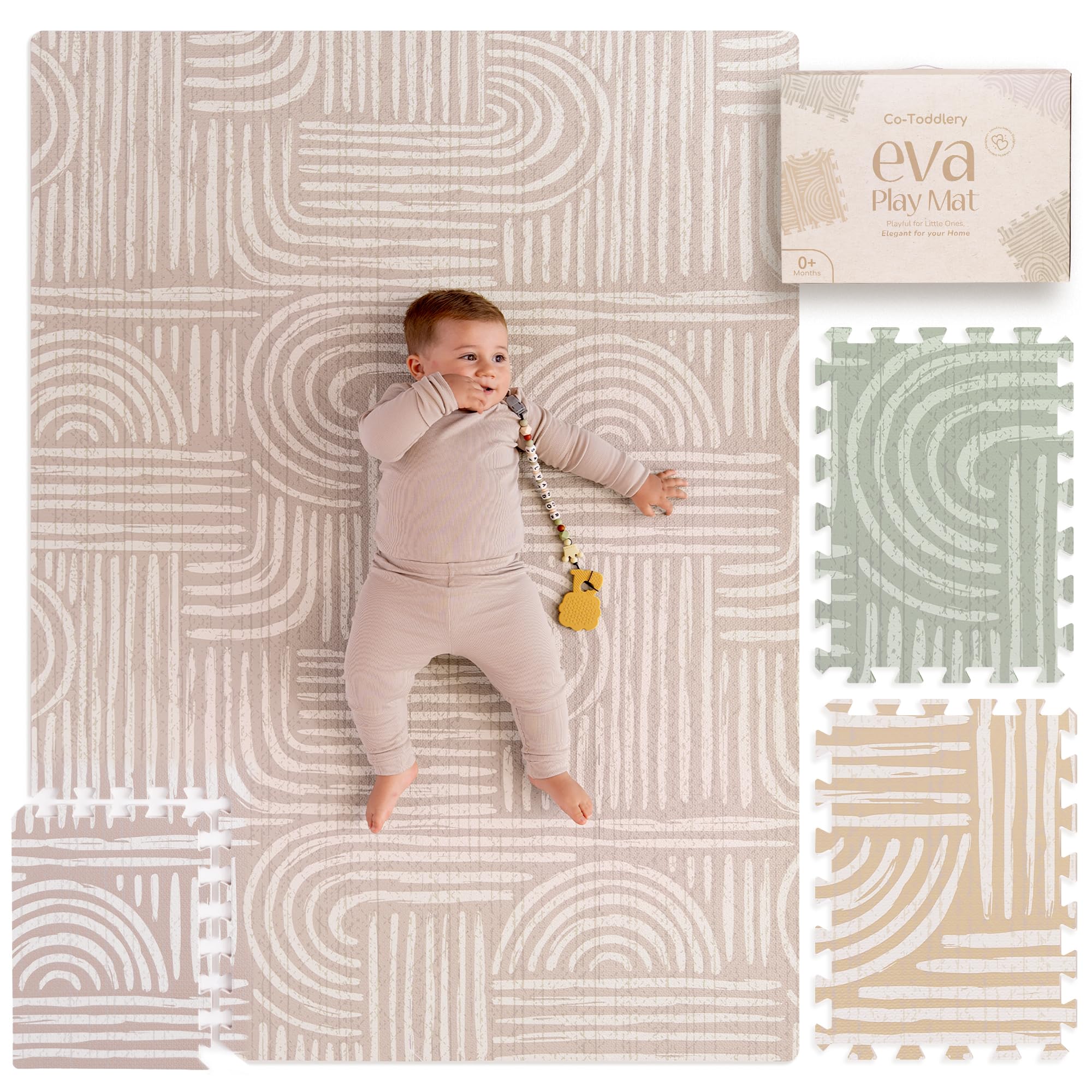 Puzzlematte Baby – Premium Krabbelmatte Baby aus EVA Schaum, Kinderteppich im zeitlosen Design, rutschfest & leicht zu reinigen, sichere Spielmatte Baby & Kleinkinder | Co-Toddlery