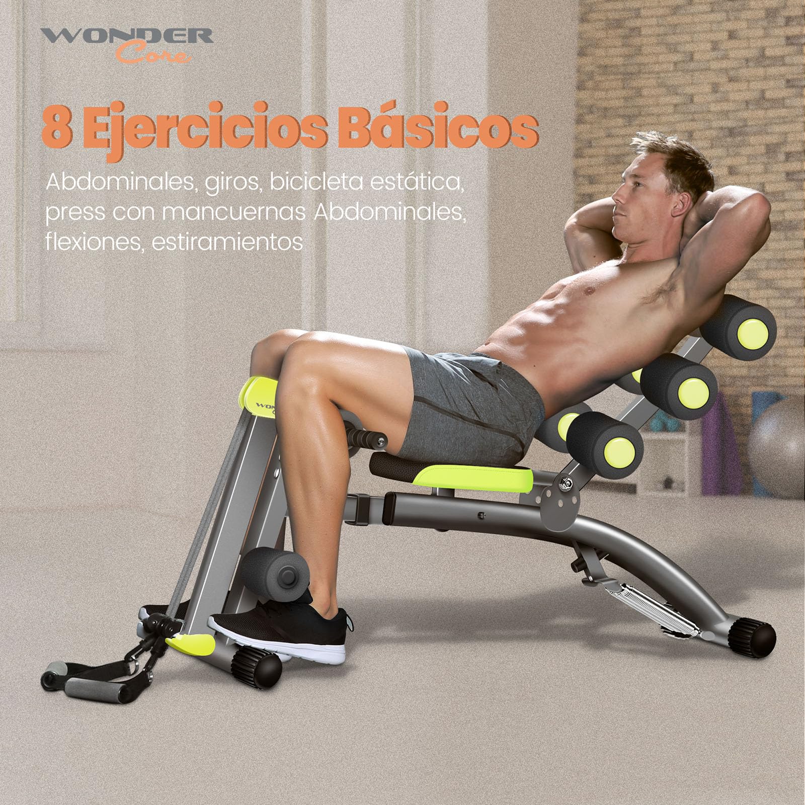 Wonder Core 2 - Banco de Ejercicios con Asiento Giratorio y Remera, Unisex