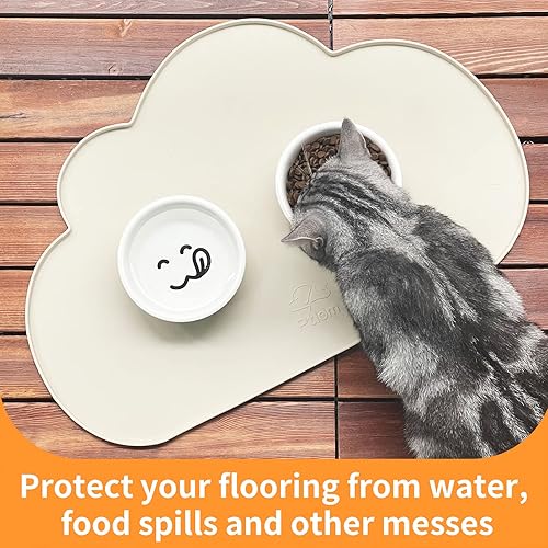 Miniatura 8 de Ptlom Tapete de silicona para alimentación de mascotas para perros y gatos, mantel individual de labios altos para mascotas, antideslizante,
