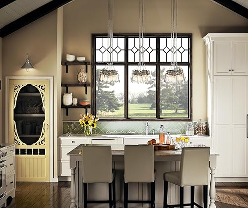 Miniatura 5 de KICHLER Brinley - Colgante de 6 luces con cristal transparente, níquel cepillado (7.75")