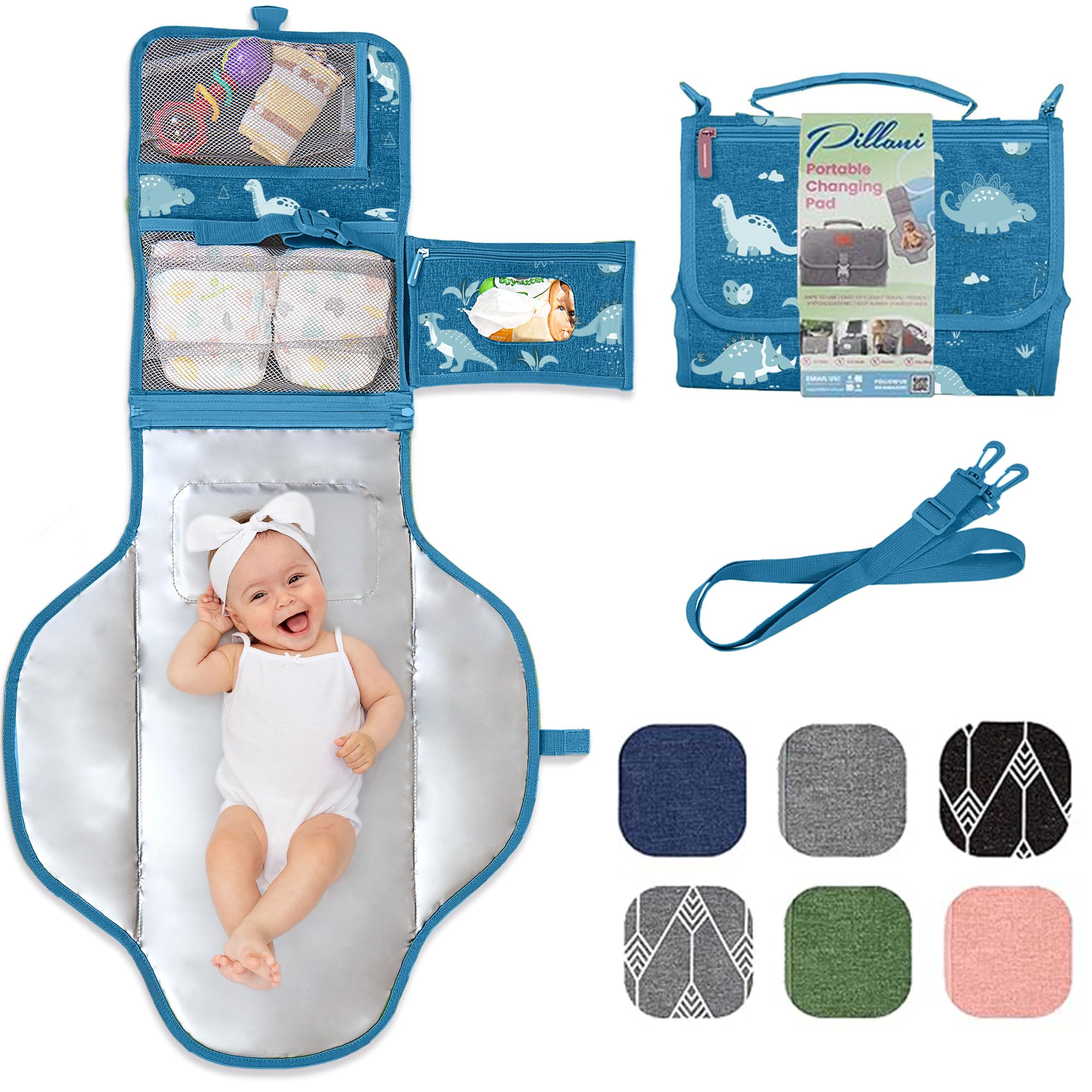 Portable Baby Changing Mat, Travel Changing Mat for Newborns, Large Waterproof Baby Changing Mat, Foldable and Removable Changing Station with Wipes Pockets, Baby Products Pillani โ image 1
