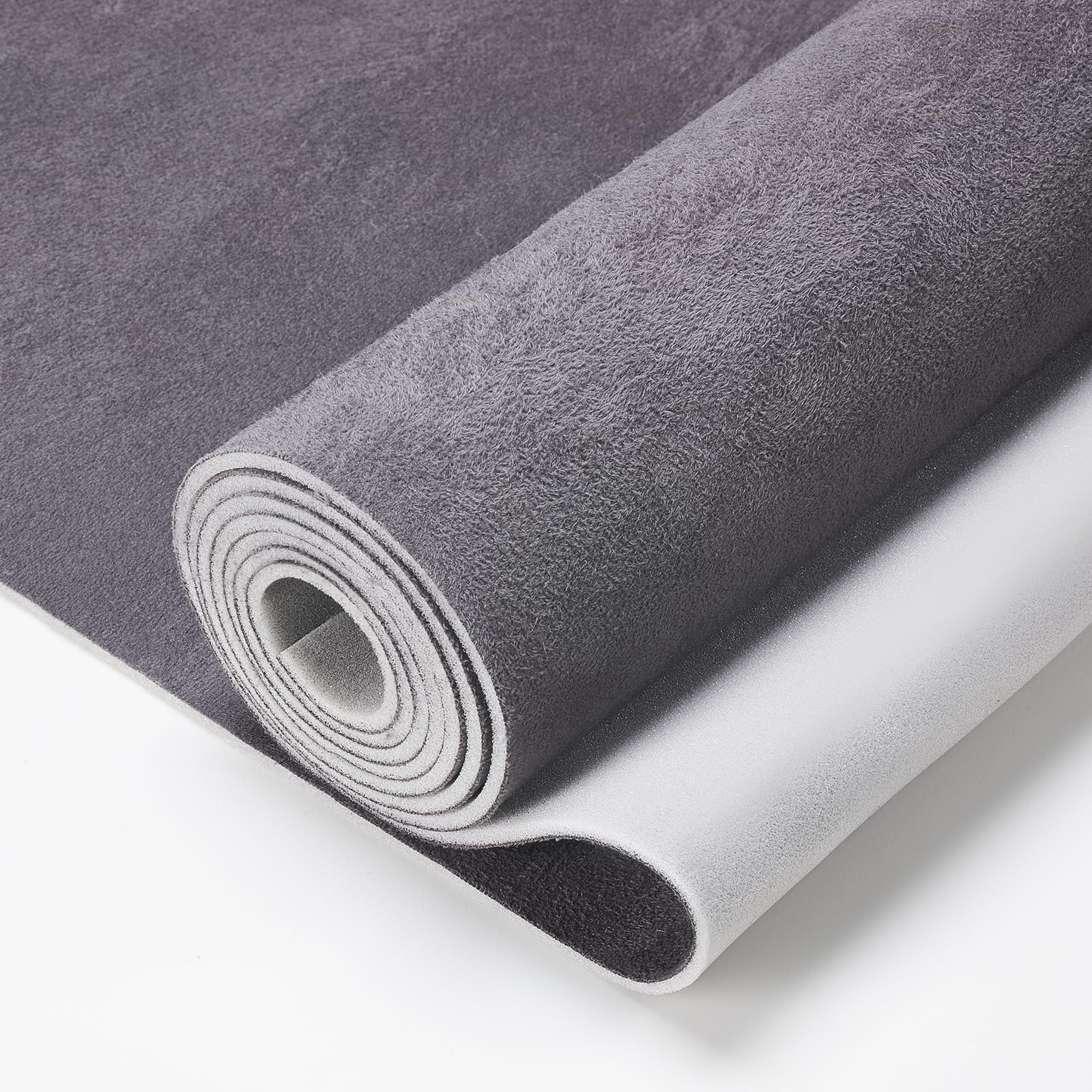 Hiksuky Suede Auto Headliner Fabric 120" L × 60" W with Foam Backing - Dark Gray Interior Replacement Material for Car/Truck/SUV/RV Roof, Tube Packaging - Home Repair/DIY Headliner Material