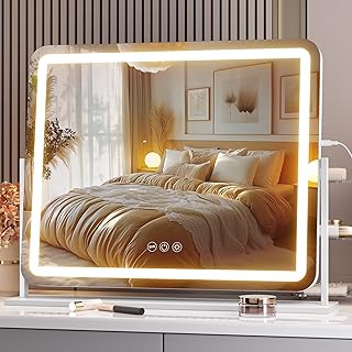 Hasipu Espejo de tocador con luces, espejo de...