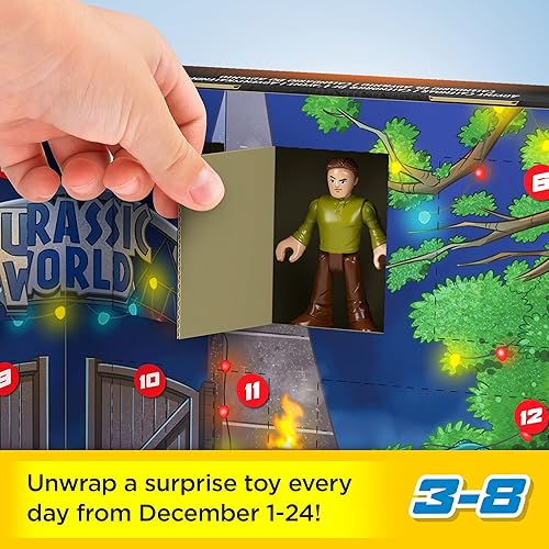 Miniatura 2 de Fisher-Price Imaginext - Calendario de Adviento Jurassic World, regalo de Navidad de 25 juguetes y figuras de dinosaurios para niños en edad