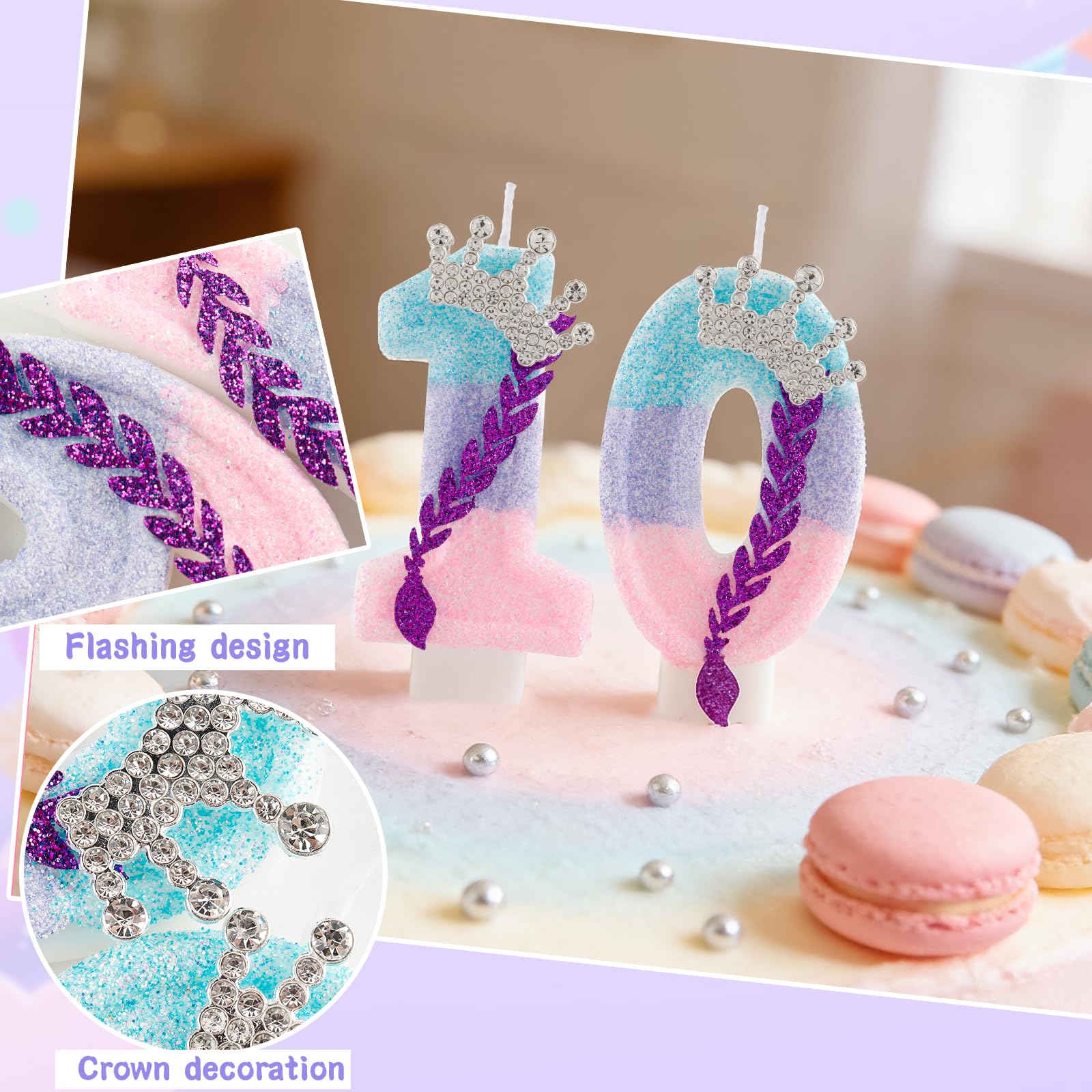 Kpop Birthday Candles - Purple Crown Number 4 -2