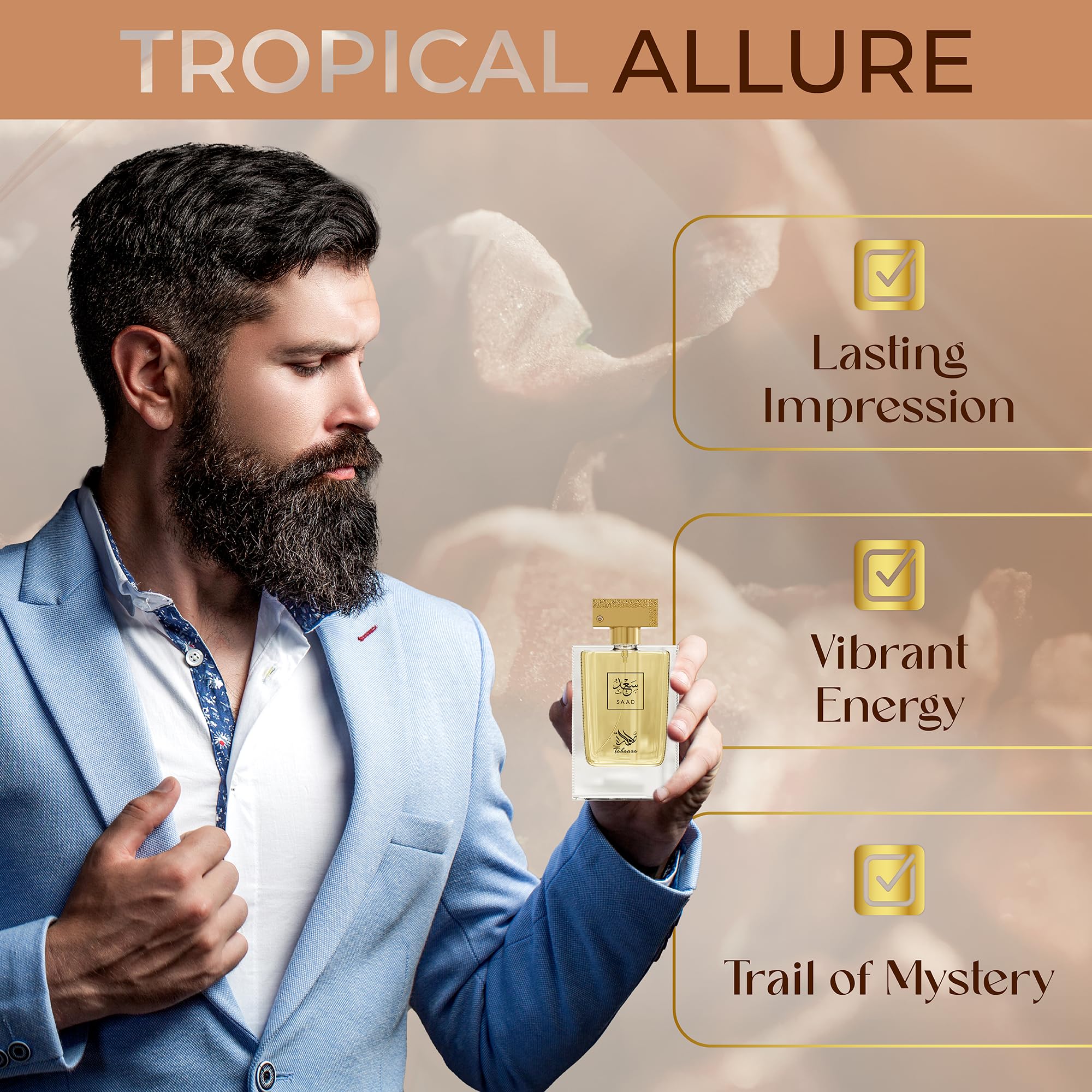 Saad – Amber, Woody, Musky, Oud – Long-Lasting Luxury Eau de Parfum Dubai Fragrance for Men & Women, 100ML