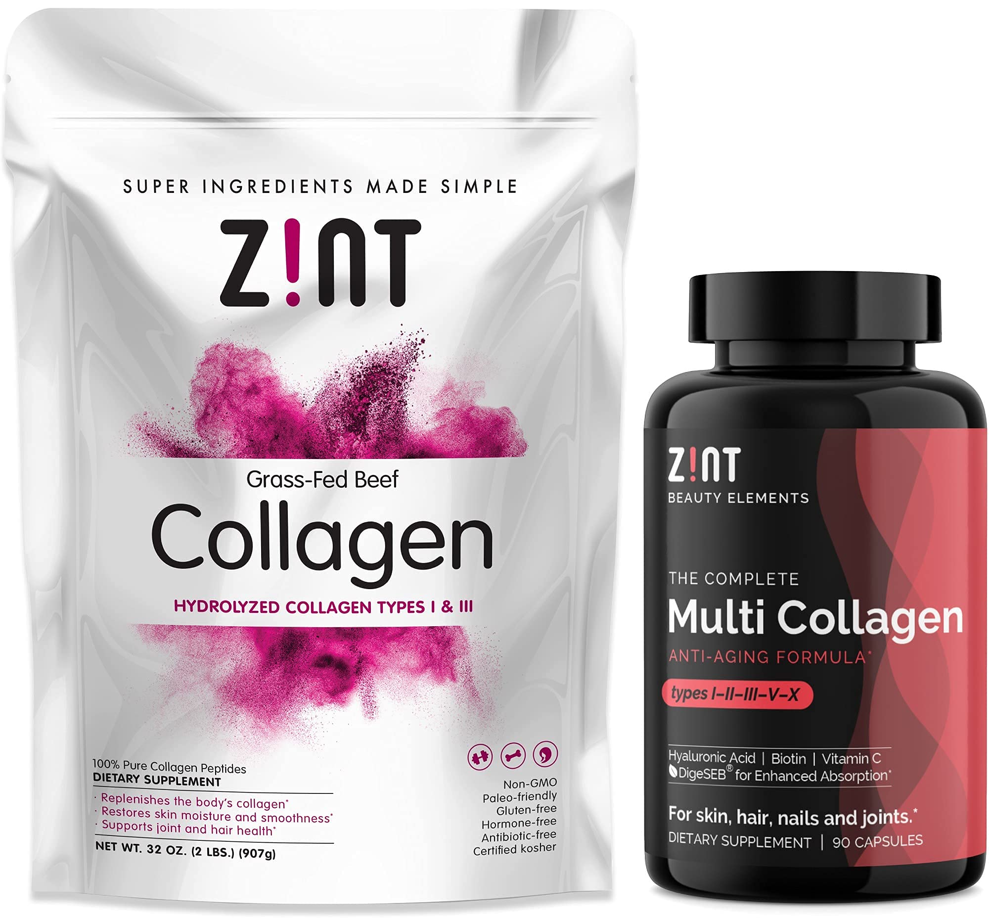 Buy Zint Collagen Bundle Collagen Peptides Powder (32 oz) + Complete
