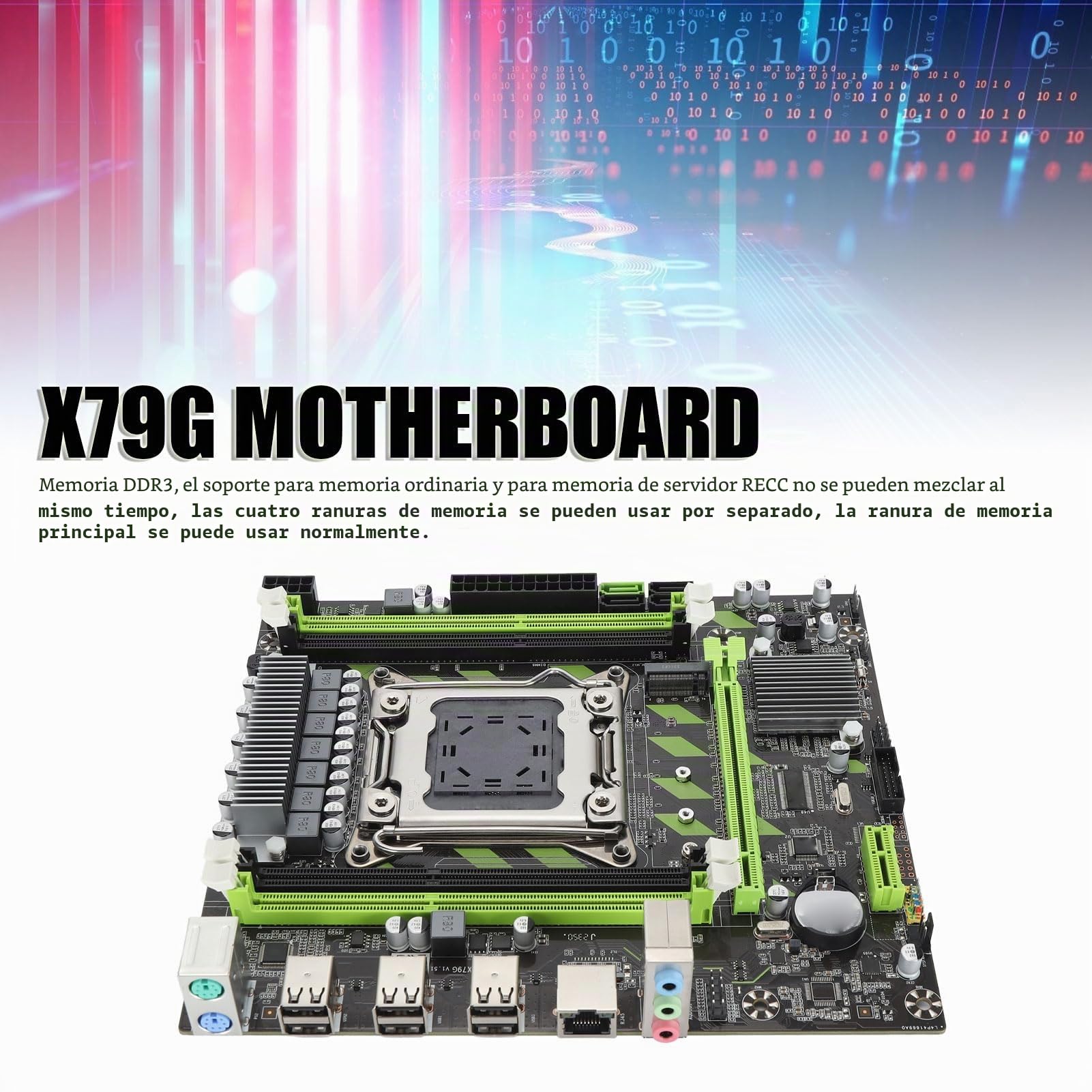 Placa Base X79G DDR3, Tarjeta de Red Gigabit LGA 2011 DDR3 Placa Base de Computadora X79G con 6xUSB2.0 2xSATA2.0 1xSATA3.0