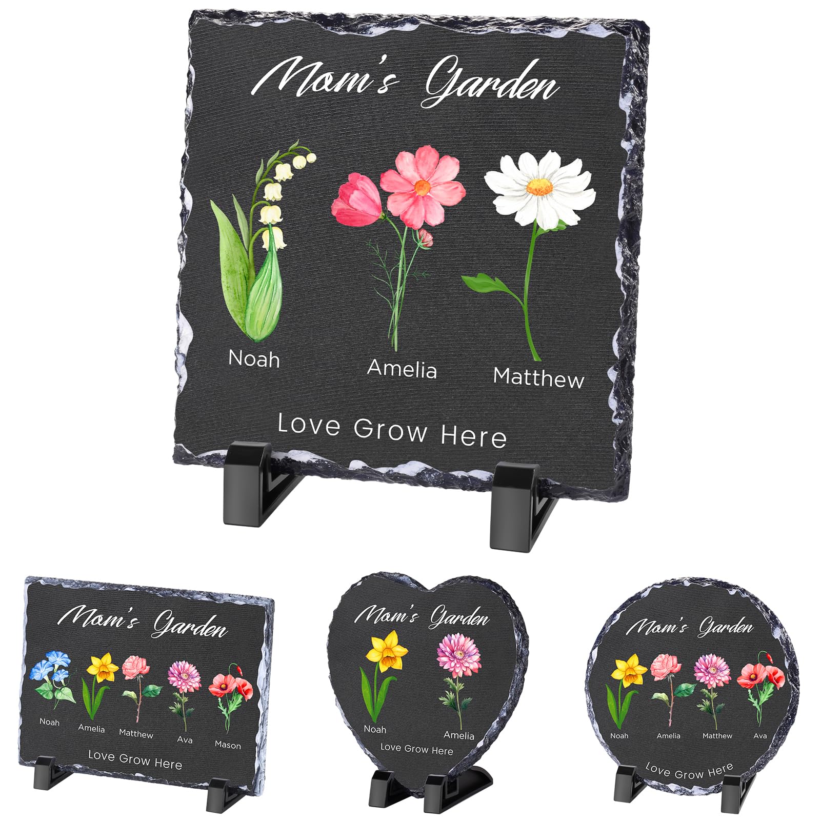 Piedra de jardín personalizada, piedra conmemorativa de jardín de flores con texto/nombres, regalo para abuela, día de la madre, regalos de cumpleaños