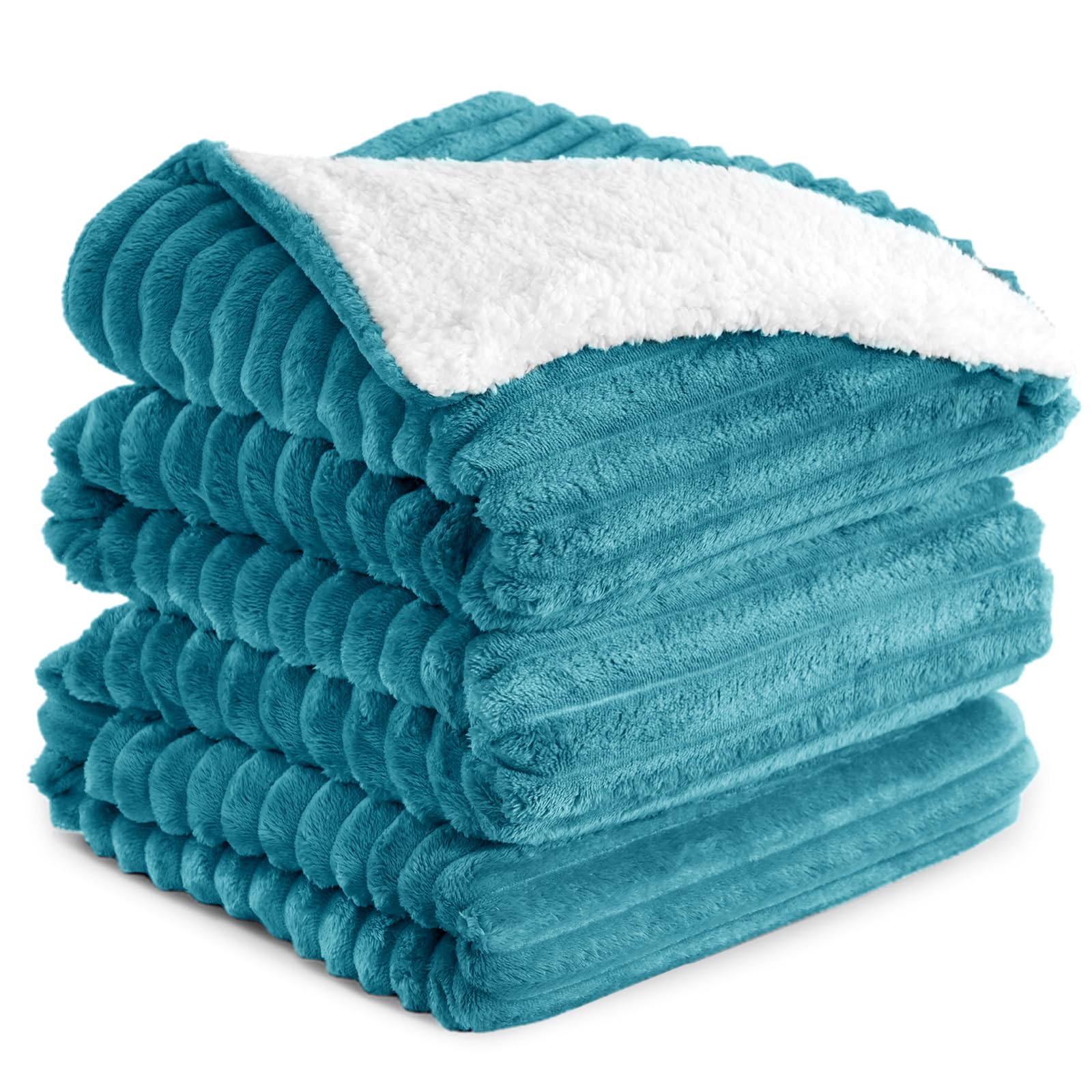 RUIKASI Sherpa Blanket Throw for Bed Fleece Blanket, 200x240 cm Teal