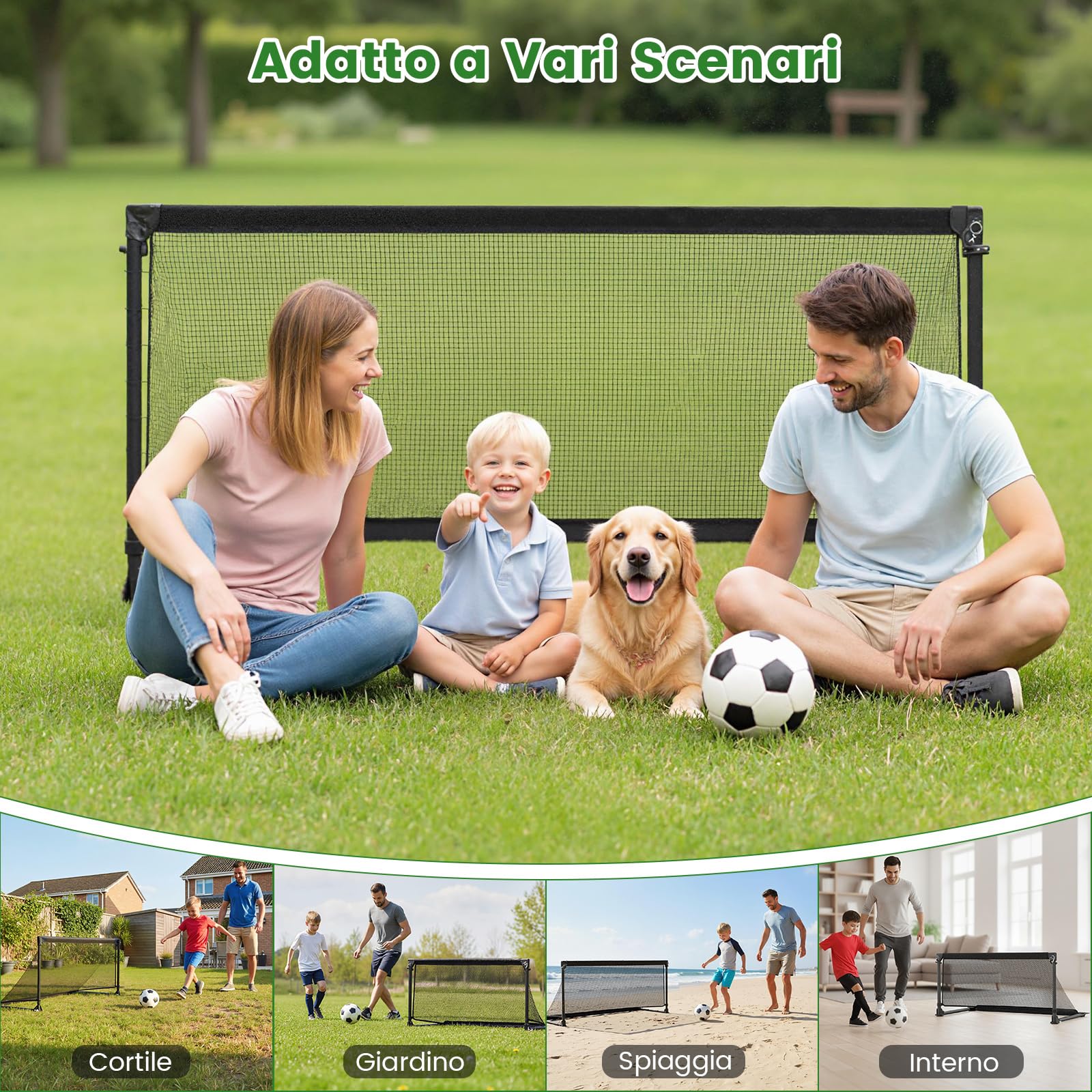 COSTWAY Porta da Calcio per Bambini in Metallo con Rete, Porta da Calcio Pieghevole e Facile da Montare con 4 Picchetti per Cortile, Spiaggia e Giardino per Bambini 6+ Anni