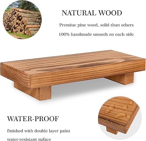 Miniatura 4 de Organizador de encimera de baño, soporte de pedestal de madera, bandeja decorativa de granja, soporte para jabón para decoración de cocina, pequeño,