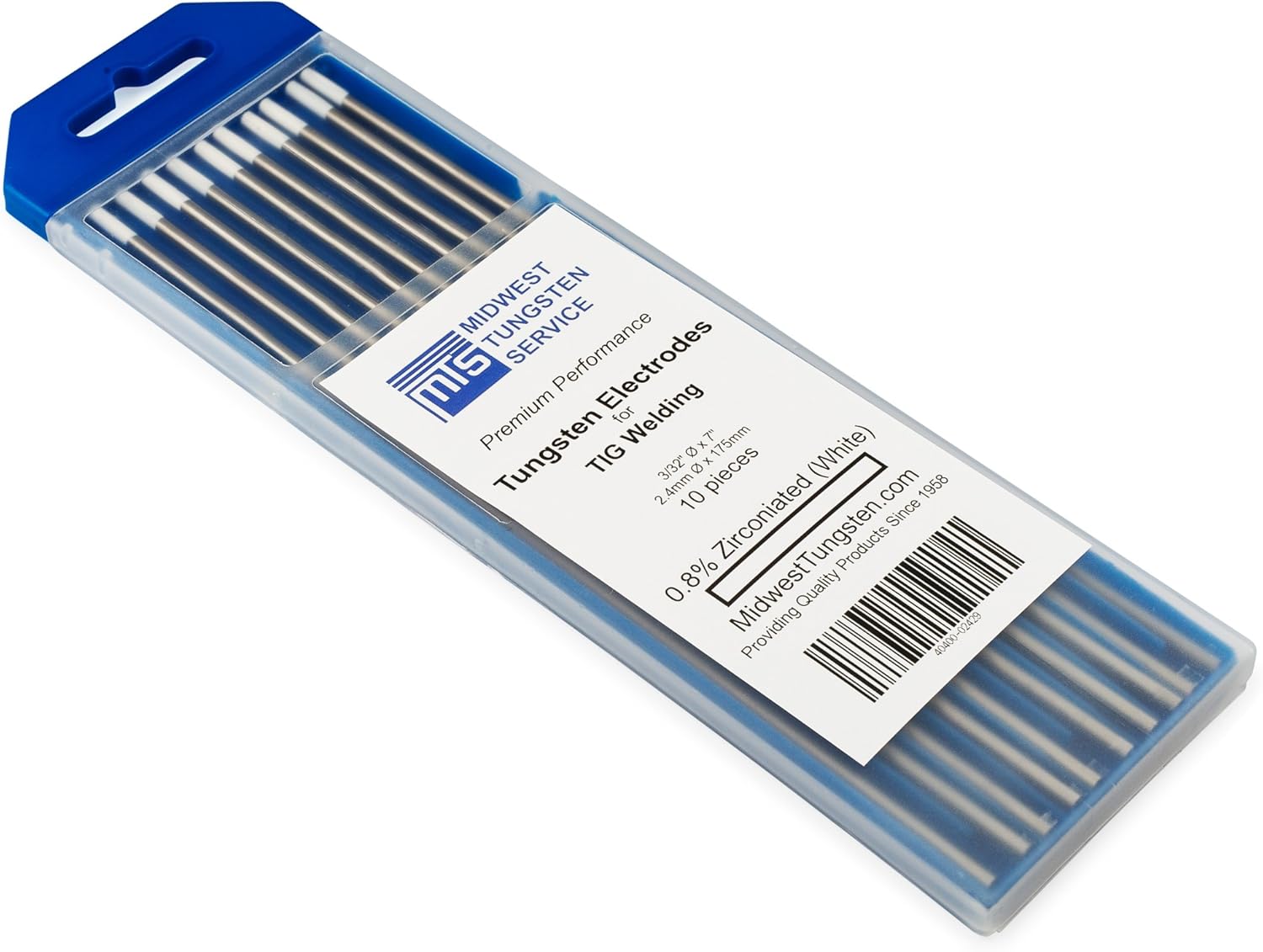 Midwest Tungsten Service TIG Welding Tungsten Electrodes 10Pack (White