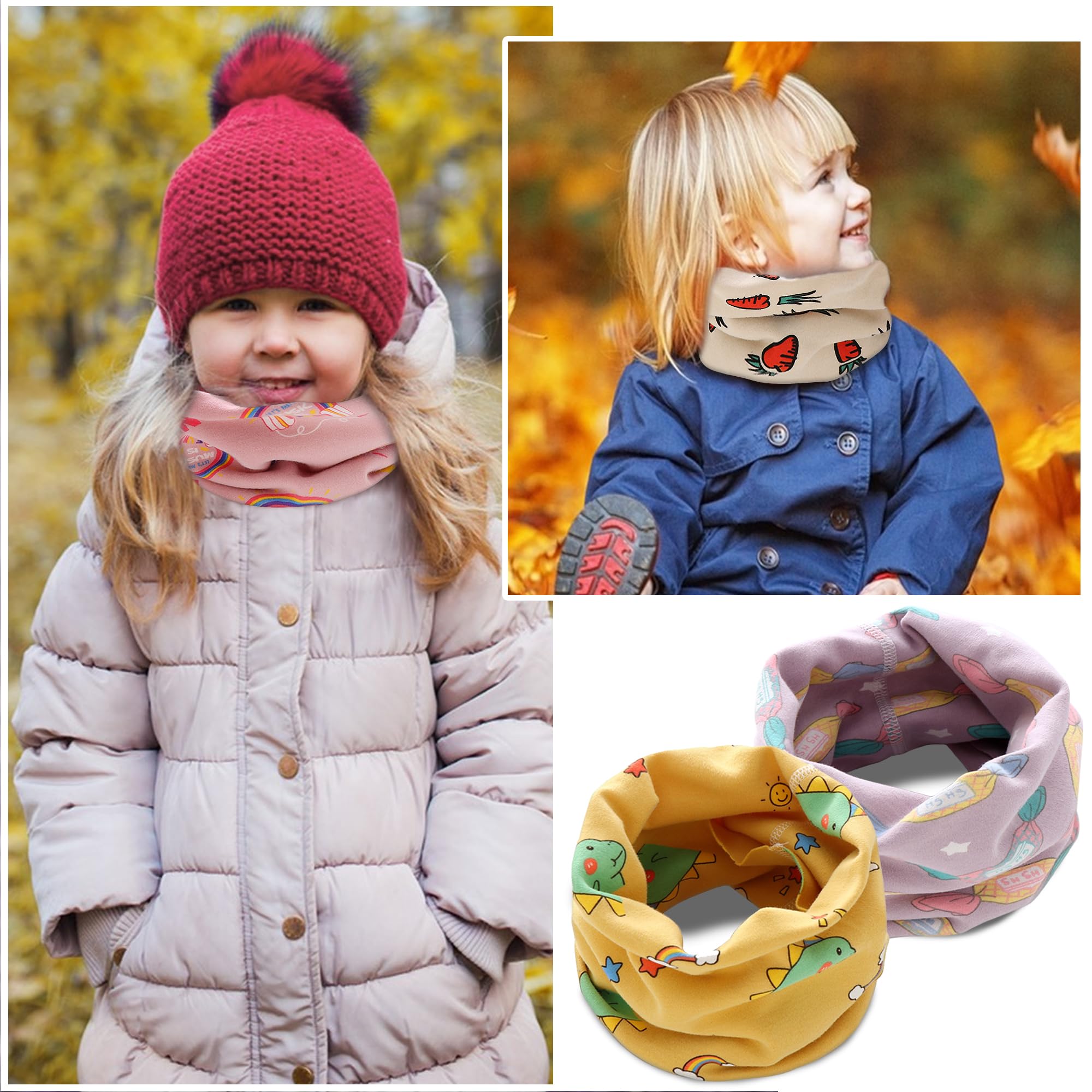 YMIFEEY Pañuelo Cuello Bebé Algodón Braga Otoño Invierno Calentador Viaje Al Aire Libre Bufandas Niños 0-8 Años