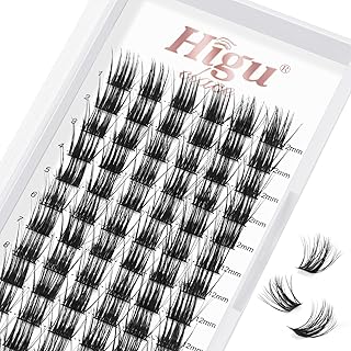 Lash Clusters DIY Eyelash Extensions 72 Pcs Cluster Eyelash Extensions 12mm Cluster Lashes D Curl Lash Clusters Thin Stem Eyelash Clusters Reusable Makeup for Self-application (Fluffy D 12mm)