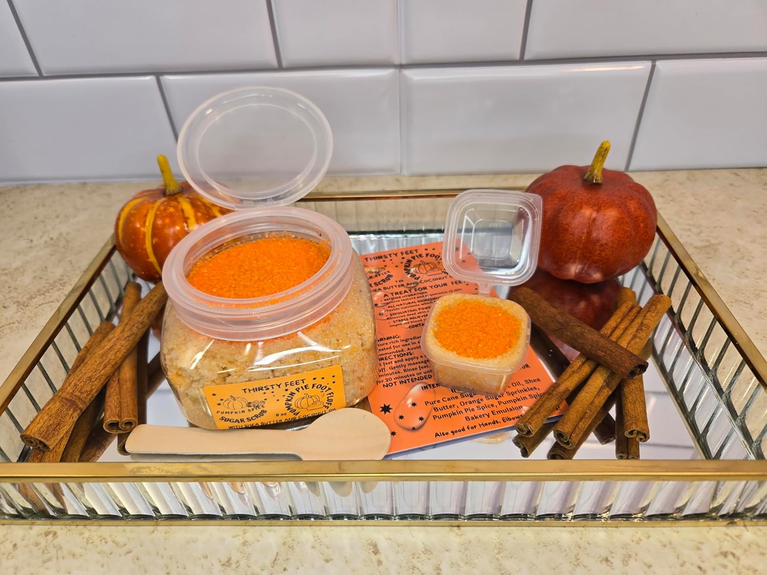 THIRSTY FEET® Pumpkin Pie Foot Scrub - Fall Holiday Gift Set, 12 Pack