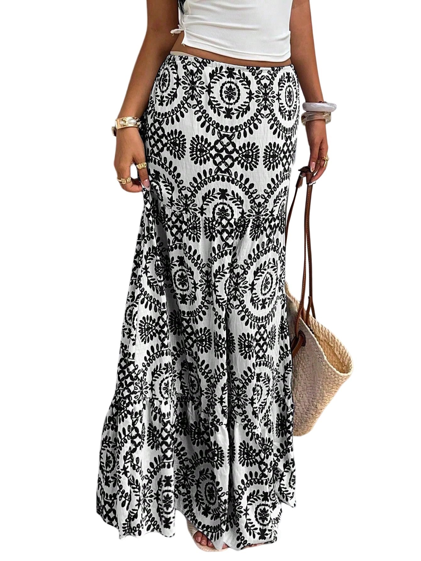 SOLY HUX Gonna boho da donna lunga estiva leggera e ariosa gonna da spiaggia alla moda italiana maxi gonna lunga