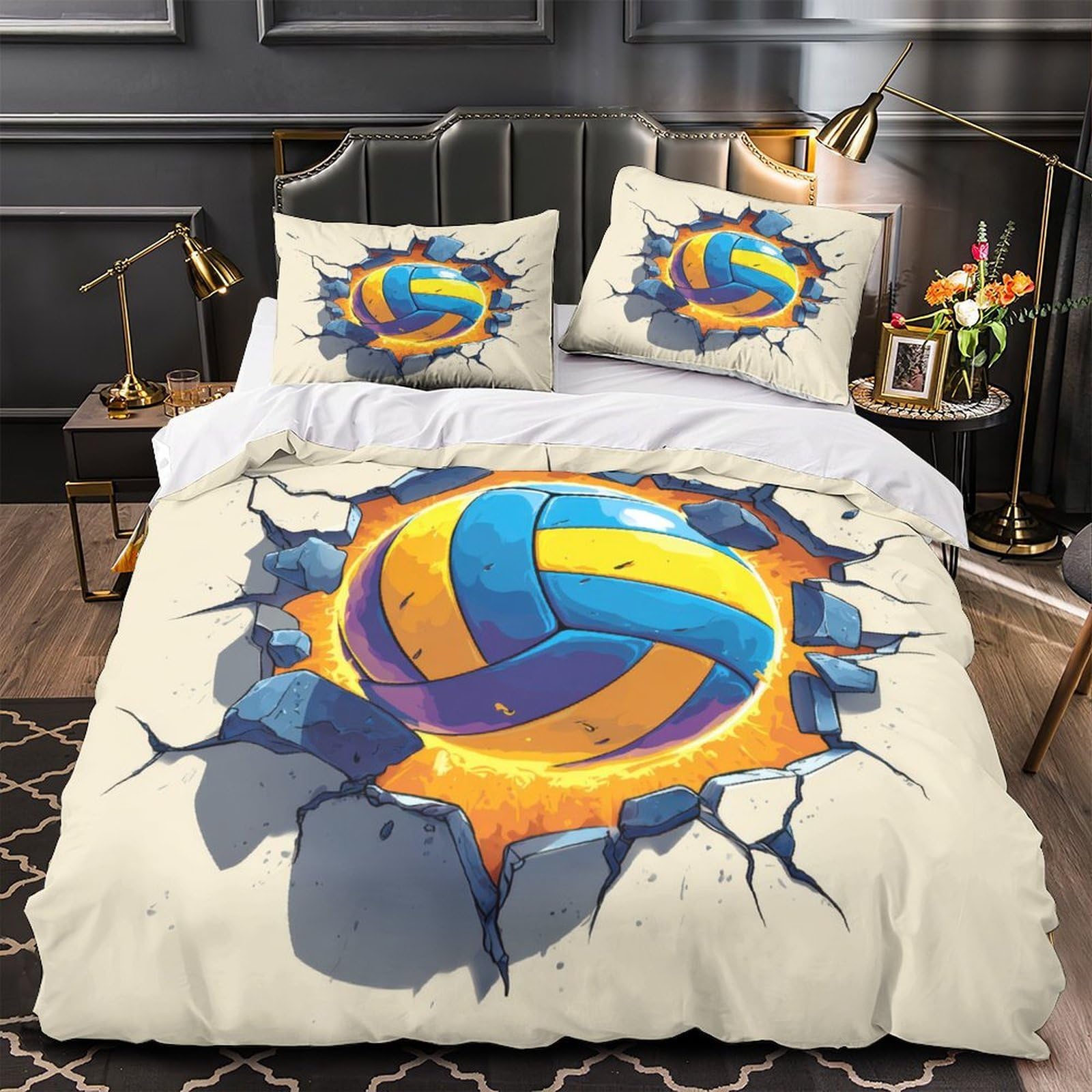 Parure de lit volleyball pour chambre ado housse de couette 140x200