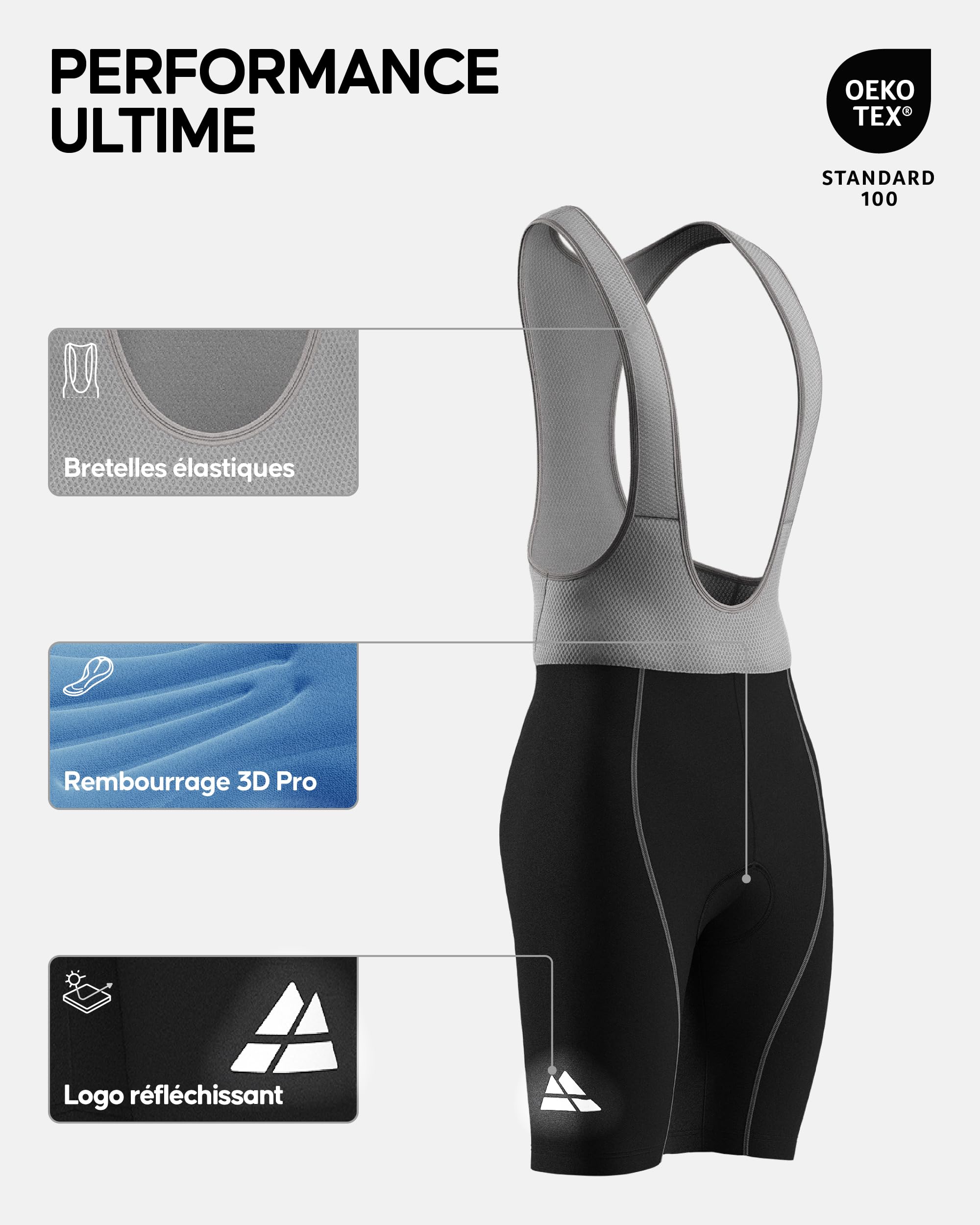 DANISH ENDURANCE Cuissard Vélo à Bretelles Homme Rembourrage 3D Respirant Stretch