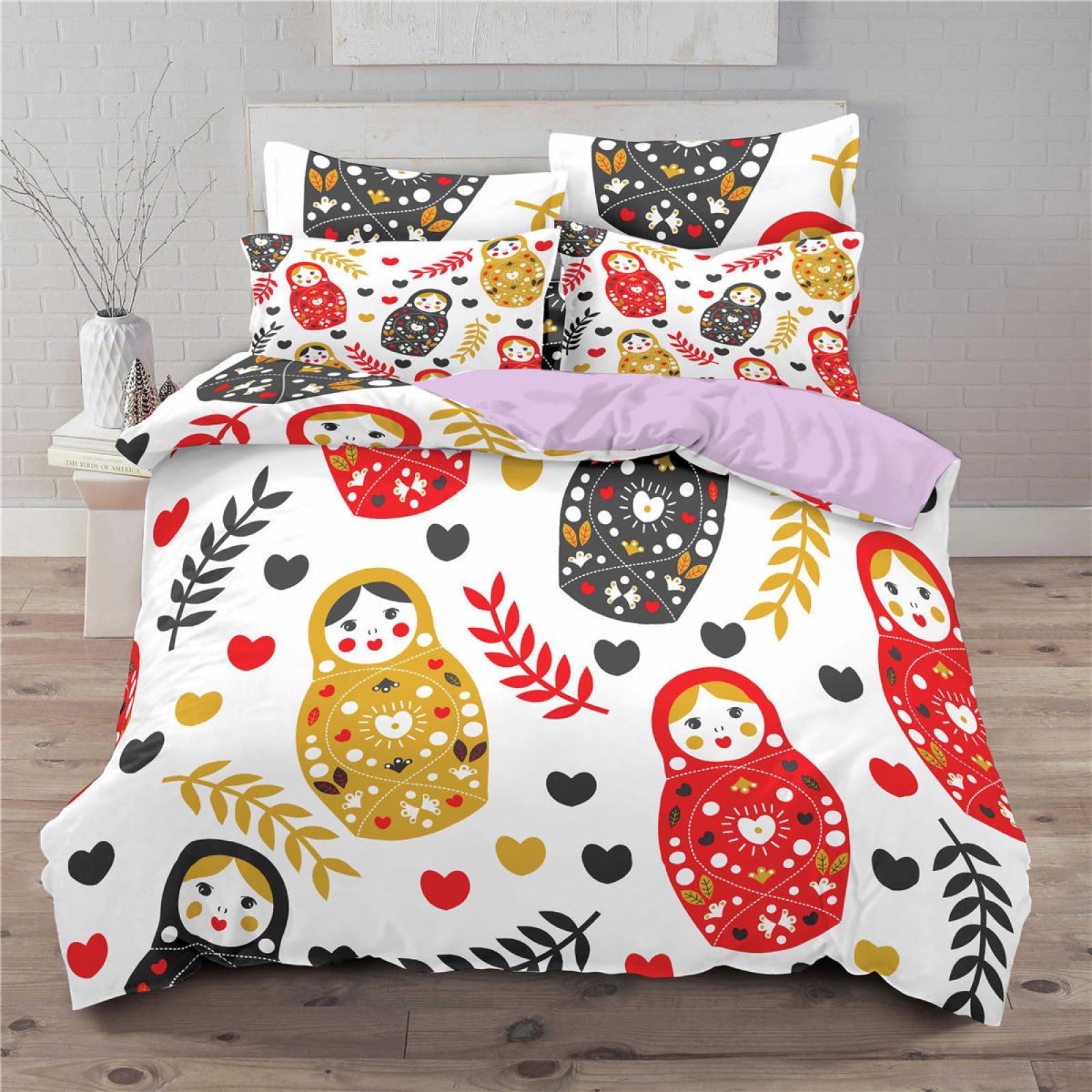 Single Duvet Cover Set The Russian Dolls Duvet Sets Soft Bedding Microfiber Fluffy Duvet Cover Easy Care,Bedroom Quilt Cover Set,Duvet Set boys,Duvet Covers girls