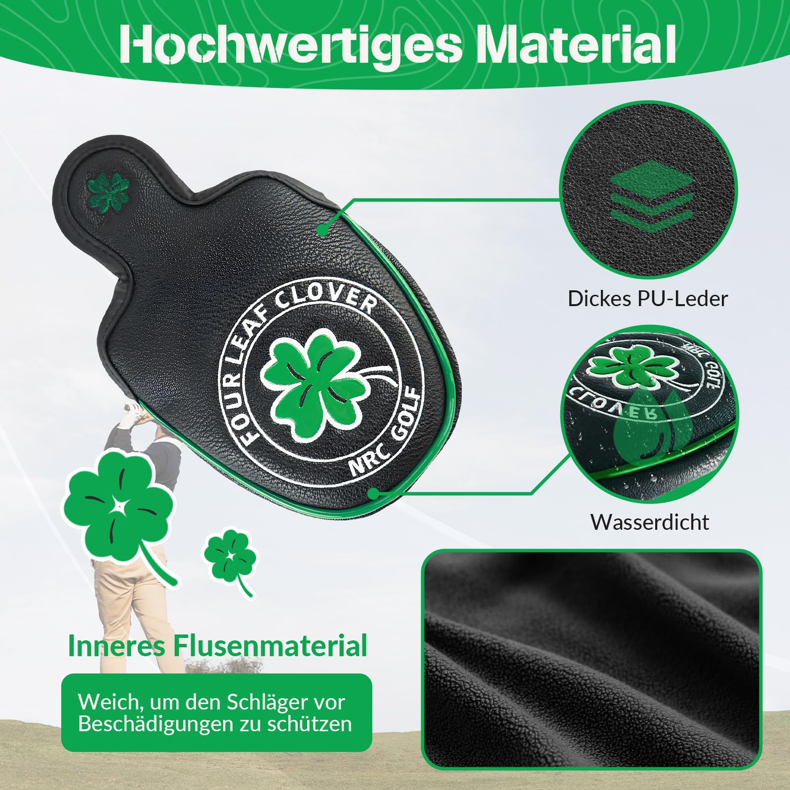 FITYLE Abdeckung für Golfschläger, Golfschläger-Kopfbedeckung, Golf-Eisenabdeckungen, Schutzhülle Golf Putter Cover Protective Sleeve, Schlägerhaube für Golf Putter Head Cover